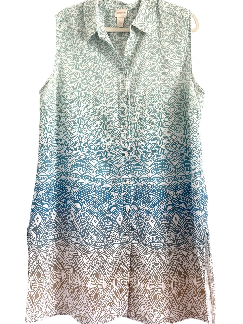 Chico's Linen Printed Collared Tunic XL